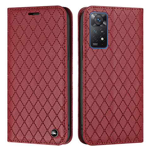 Funda de Cuero Cartera con Soporte Carcasa H05X para Xiaomi Redmi Note 11 Pro 4G Rojo