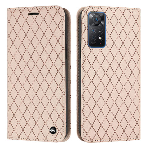 Funda de Cuero Cartera con Soporte Carcasa H05X para Xiaomi Redmi Note 11 Pro 5G Oro