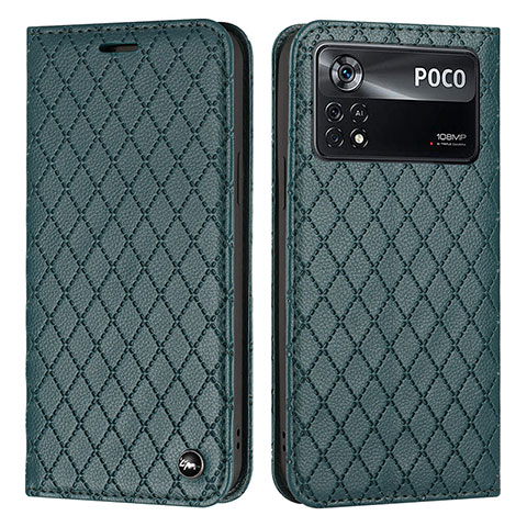 Funda de Cuero Cartera con Soporte Carcasa H05X para Xiaomi Redmi Note 11E Pro 5G Verde