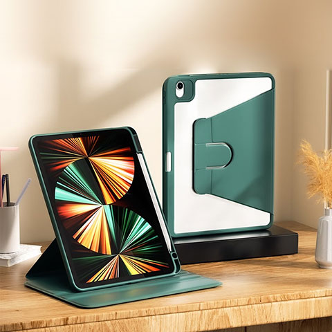 Funda de Cuero Cartera con Soporte Carcasa H06 para Apple iPad Air 4 10.9 (2020) Verde