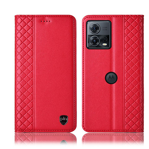 Funda de Cuero Cartera con Soporte Carcasa H06P para Motorola Moto Edge 30 Fusion 5G Rojo