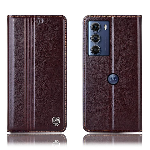 Funda de Cuero Cartera con Soporte Carcasa H06P para Motorola Moto Edge S30 5G Marron