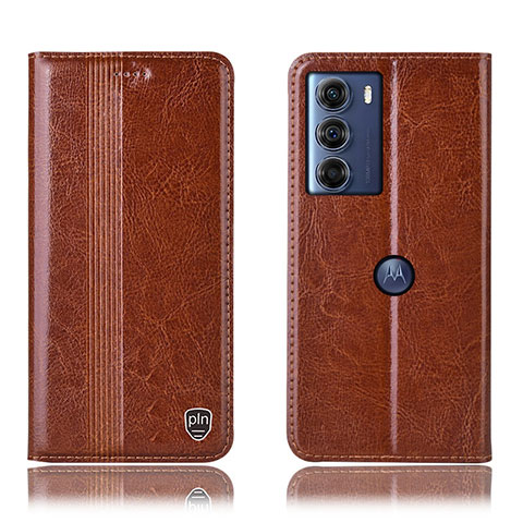 Funda de Cuero Cartera con Soporte Carcasa H06P para Motorola Moto Edge S30 5G Marron Claro