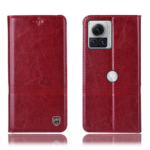 Funda de Cuero Cartera con Soporte Carcasa H06P para Motorola Moto Edge X30 Pro 5G Rojo