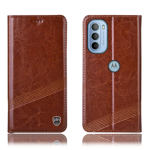 Funda de Cuero Cartera con Soporte Carcasa H06P para Motorola Moto G31 Marron Claro