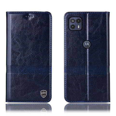 Funda de Cuero Cartera con Soporte Carcasa H06P para Motorola Moto G50 5G Azul