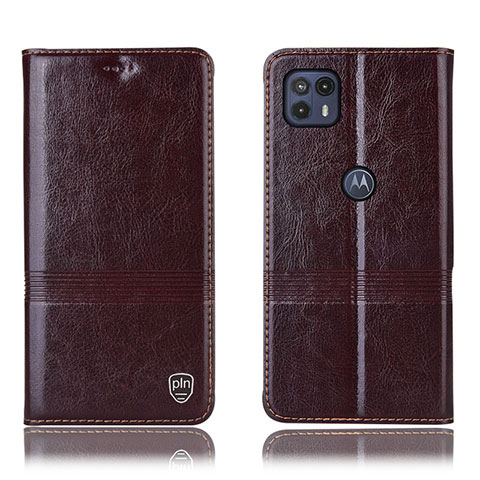 Funda de Cuero Cartera con Soporte Carcasa H06P para Motorola Moto G50 5G Marron