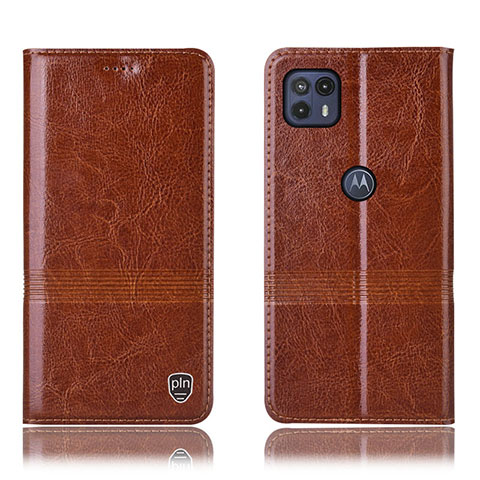 Funda de Cuero Cartera con Soporte Carcasa H06P para Motorola Moto G50 5G Marron Claro