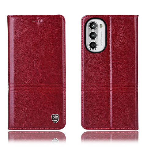 Funda de Cuero Cartera con Soporte Carcasa H06P para Motorola MOTO G52 Rojo