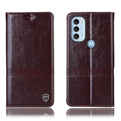 Funda de Cuero Cartera con Soporte Carcasa H06P para Motorola Moto G71 5G Marron