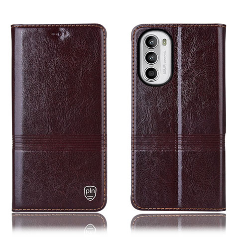 Funda de Cuero Cartera con Soporte Carcasa H06P para Motorola Moto G82 5G Marron