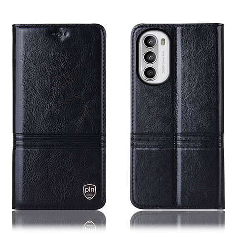 Funda de Cuero Cartera con Soporte Carcasa H06P para Motorola Moto G82 5G Negro