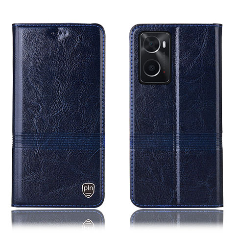 Funda de Cuero Cartera con Soporte Carcasa H06P para Oppo A36 Azul