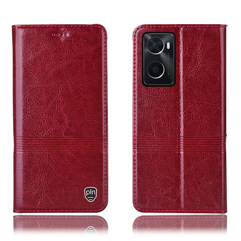 Funda de Cuero Cartera con Soporte Carcasa H06P para Oppo A36 Rojo