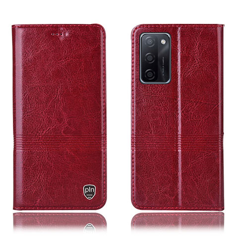 Funda de Cuero Cartera con Soporte Carcasa H06P para Oppo A55S 5G Rojo