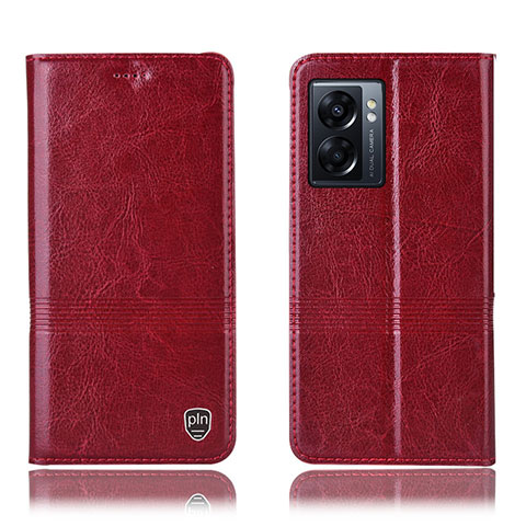 Funda de Cuero Cartera con Soporte Carcasa H06P para Oppo A77 5G Rojo