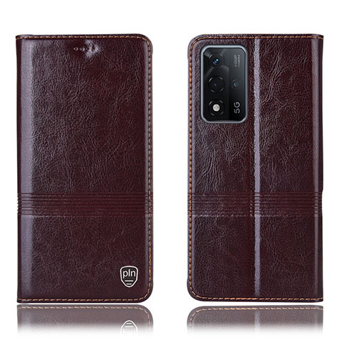 Funda de Cuero Cartera con Soporte Carcasa H06P para Oppo A93s 5G Marron