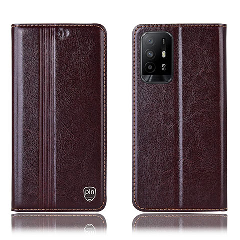 Funda de Cuero Cartera con Soporte Carcasa H06P para Oppo A94 5G Marron