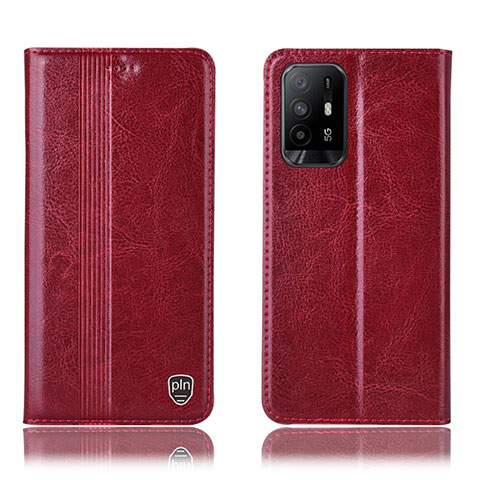 Funda de Cuero Cartera con Soporte Carcasa H06P para Oppo F19 Pro+ Plus 5G Rojo