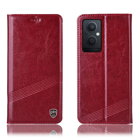 Funda de Cuero Cartera con Soporte Carcasa H06P para Oppo F21 Pro 5G Rojo