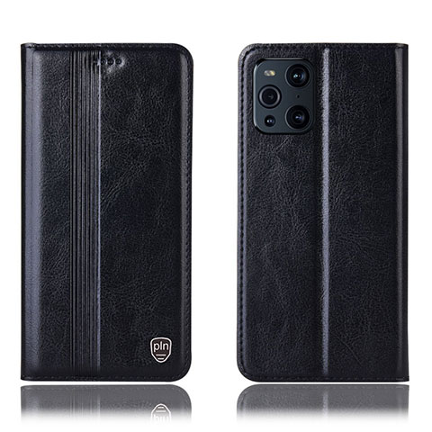 Funda de Cuero Cartera con Soporte Carcasa H06P para Oppo Find X3 5G Negro