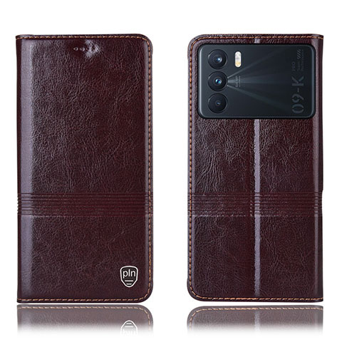 Funda de Cuero Cartera con Soporte Carcasa H06P para Oppo K9 Pro 5G Marron