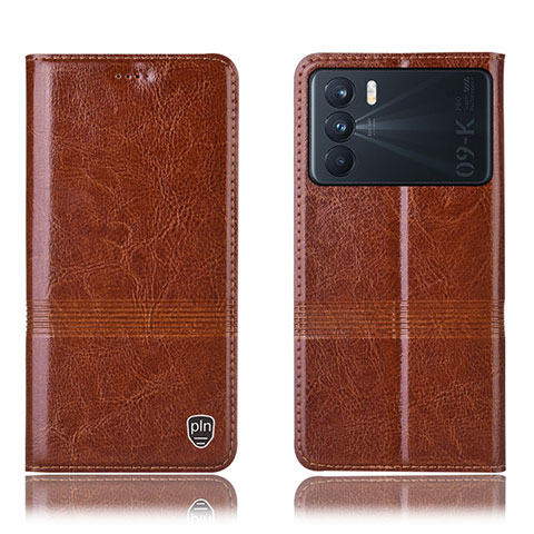 Funda de Cuero Cartera con Soporte Carcasa H06P para Oppo K9 Pro 5G Marron Claro