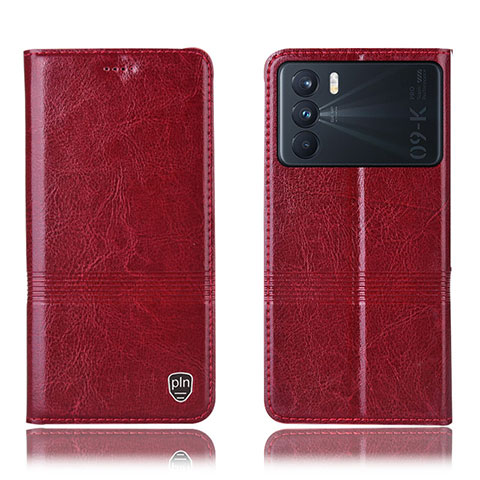 Funda de Cuero Cartera con Soporte Carcasa H06P para Oppo K9 Pro 5G Rojo