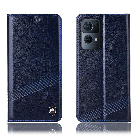 Funda de Cuero Cartera con Soporte Carcasa H06P para Oppo Reno7 Pro 5G Azul