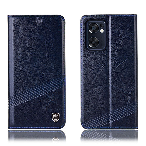 Funda de Cuero Cartera con Soporte Carcasa H06P para Oppo Reno7 SE 5G Azul