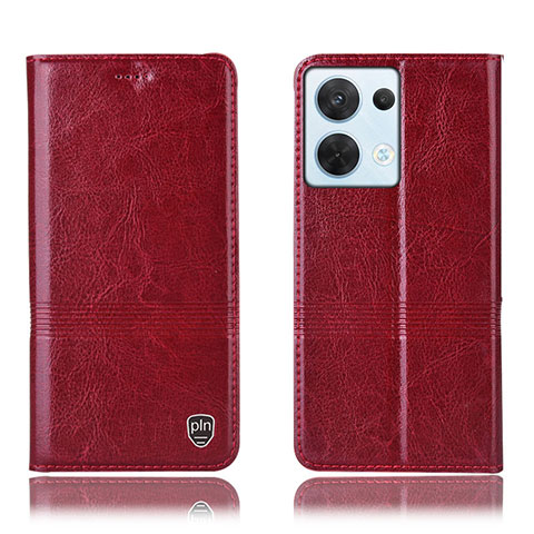 Funda de Cuero Cartera con Soporte Carcasa H06P para Oppo Reno9 5G Rojo