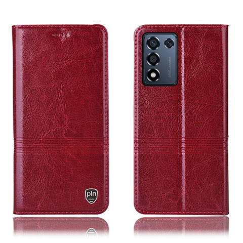 Funda de Cuero Cartera con Soporte Carcasa H06P para Realme Q3s 5G Rojo