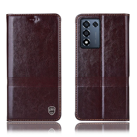 Funda de Cuero Cartera con Soporte Carcasa H06P para Realme Q3t 5G Marron