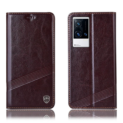 Funda de Cuero Cartera con Soporte Carcasa H06P para Vivo iQOO 8 Pro 5G Marron