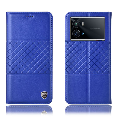 Funda de Cuero Cartera con Soporte Carcasa H06P para Vivo iQOO 9 Pro 5G Azul