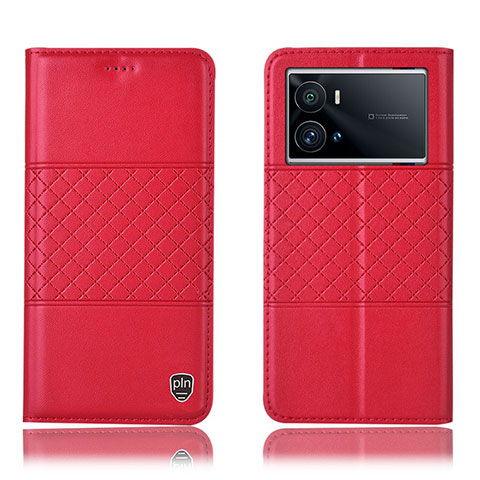 Funda de Cuero Cartera con Soporte Carcasa H06P para Vivo iQOO 9 Pro 5G Rojo