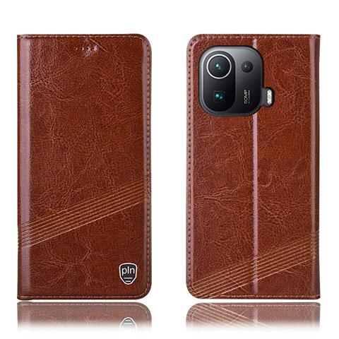 Funda de Cuero Cartera con Soporte Carcasa H06P para Xiaomi Mi 11 Pro 5G Marron Claro