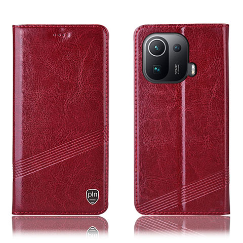 Funda de Cuero Cartera con Soporte Carcasa H06P para Xiaomi Mi 11 Pro 5G Rojo