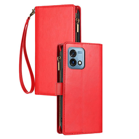 Funda de Cuero Cartera con Soporte Carcasa H06X para Motorola Moto G Stylus (2023) 4G Rojo