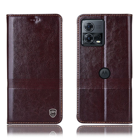 Funda de Cuero Cartera con Soporte Carcasa H07P para Motorola Moto Edge 30 Fusion 5G Marron