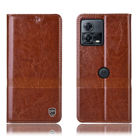 Funda de Cuero Cartera con Soporte Carcasa H07P para Motorola Moto Edge 30 Fusion 5G Marron Claro