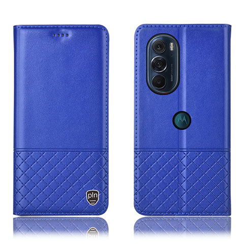 Funda de Cuero Cartera con Soporte Carcasa H07P para Motorola Moto Edge 30 Pro 5G Azul