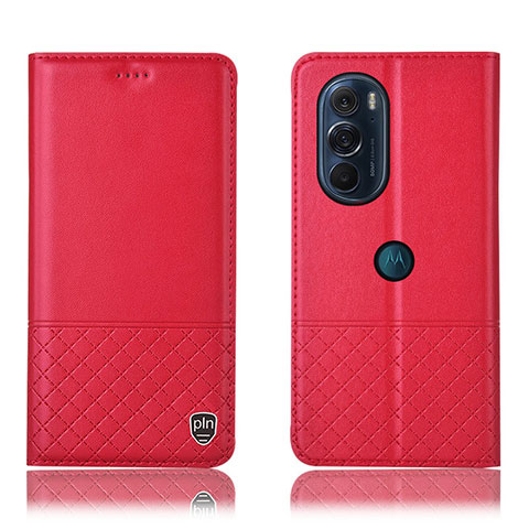 Funda de Cuero Cartera con Soporte Carcasa H07P para Motorola Moto Edge 30 Pro 5G Rojo