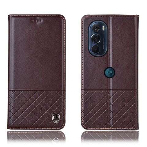 Funda de Cuero Cartera con Soporte Carcasa H07P para Motorola Moto Edge X30 5G Marron