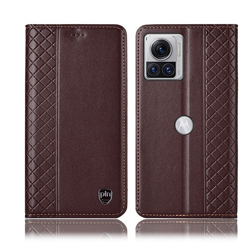 Funda de Cuero Cartera con Soporte Carcasa H07P para Motorola Moto Edge X30 Pro 5G Marron