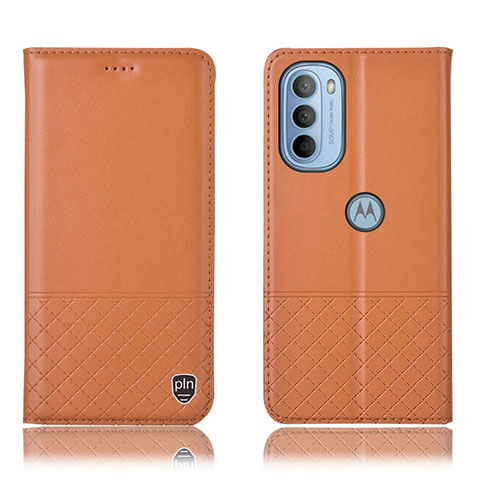 Funda de Cuero Cartera con Soporte Carcasa H07P para Motorola Moto G41 Naranja