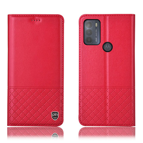 Funda de Cuero Cartera con Soporte Carcasa H07P para Motorola Moto G50 Rojo