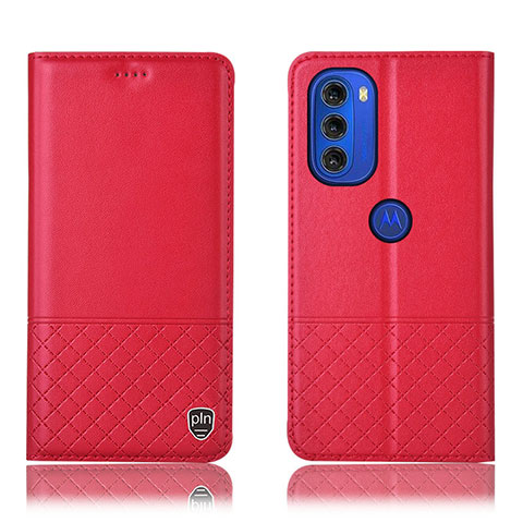 Funda de Cuero Cartera con Soporte Carcasa H07P para Motorola Moto G51 5G Rojo