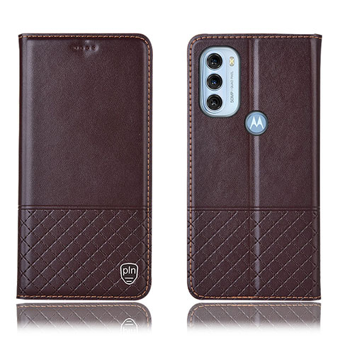 Funda de Cuero Cartera con Soporte Carcasa H07P para Motorola Moto G71 5G Marron