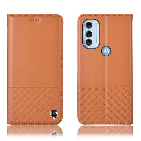 Funda de Cuero Cartera con Soporte Carcasa H07P para Motorola Moto G71 5G Naranja